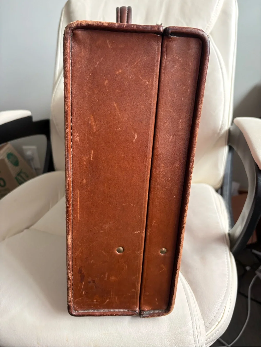 Schlesinger Leather Carry Briefcase in Brown - Vintage Style